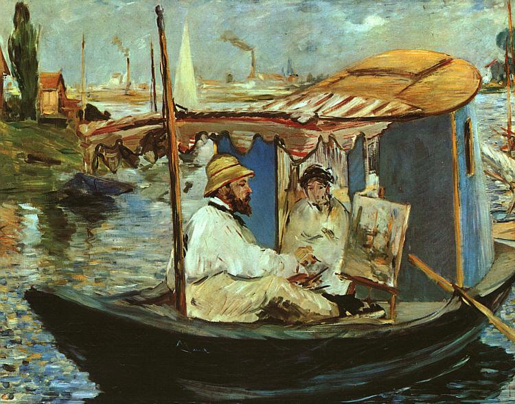 Edouard Manet Claude Monet Working on his Boat in Argenteuil oil painting image